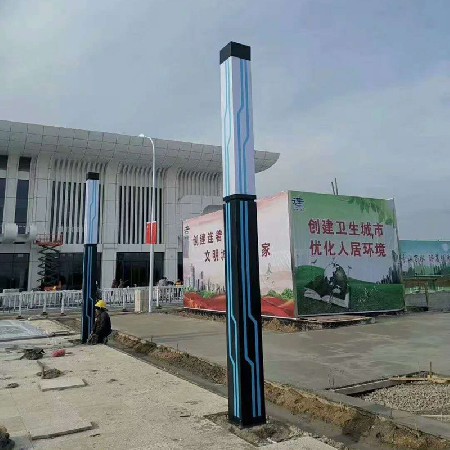 方形景觀燈豎條紋廣場(chǎng)照明戶外簡(jiǎn)約景觀燈柱特色LED現(xiàn)代庭院燈